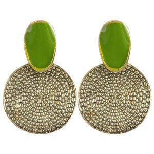 **ROSALVA* Green x Gold Round Fashion Earrings